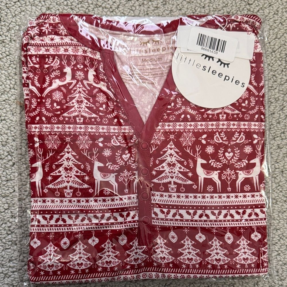 Little Sleepies Reindeer Fair Isle Pajama Top